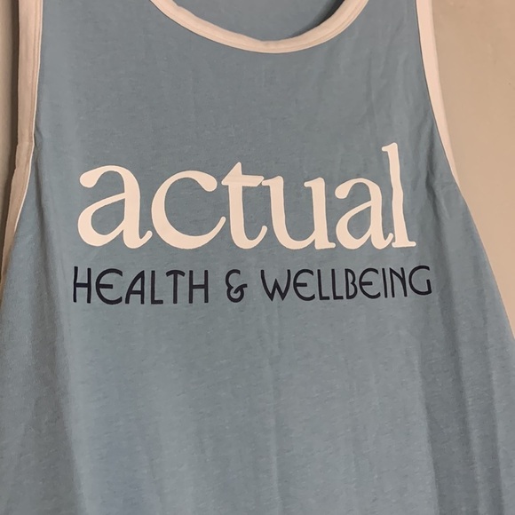 NWOT ASOS Men’s Actual health and wellbeing tank top graphic print light blue - Picture 4 of 9